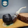 Ser Jacopo Pulchra Albus et Niger, Sandblasted Bent Apple Estate Briar Pipe, Unsmoked