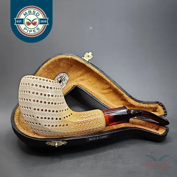 SMS lattice Bent Panel Estate Block Meerschaum Pipe