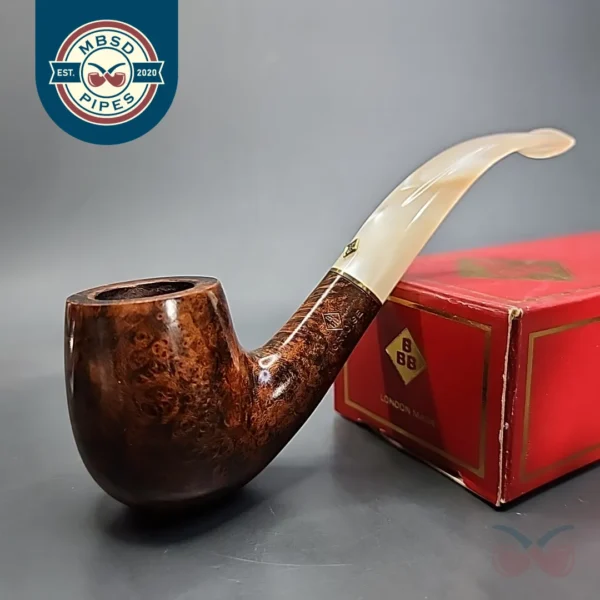 BBB Tortoise 304 Smooth Bent Billiard Estate Briar Pipe, Unsmoked