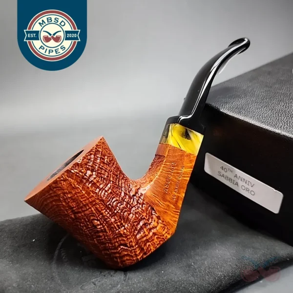 Ascorti 40th Anniversary Partially Sandblasted Dublin Sitter Estate Briar Pipe, Unsmoked