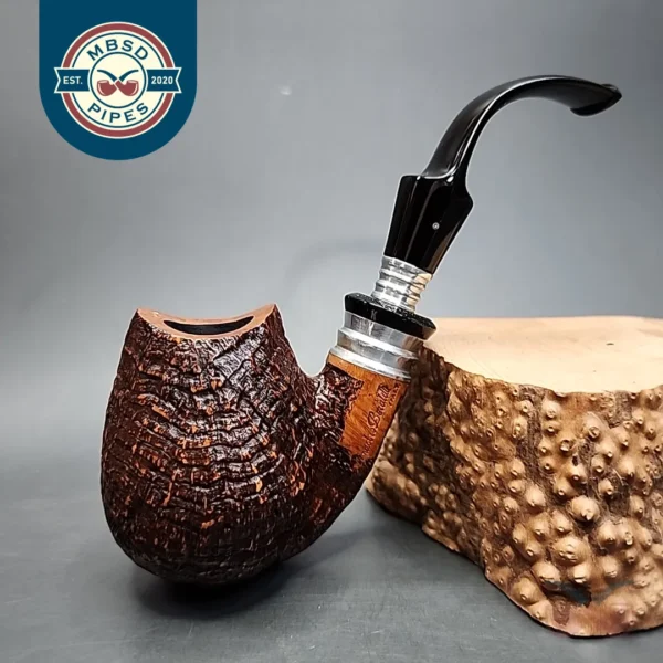 Mastro Beraldi Sandblasted Bent Egg Estate Briar Pipe, Unsmoked [SOLD]