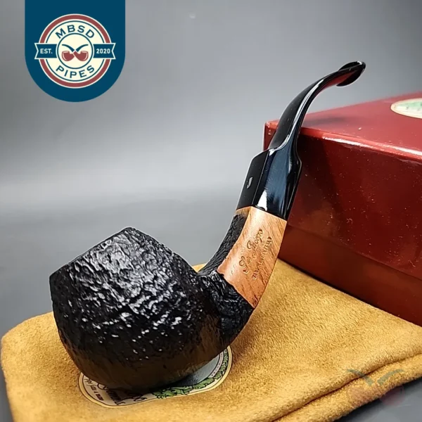 Ser Jacopo S1 Sandblasted Bent Apple Estate Briar Pipe, Unsmoked