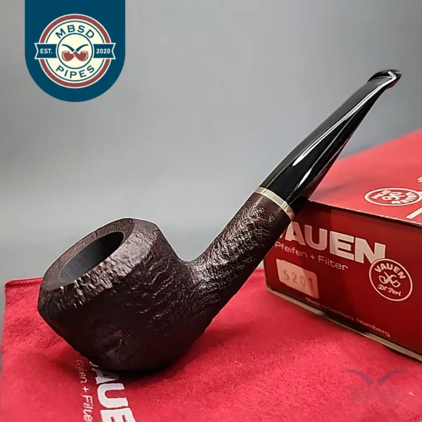 Vauen  5201 Sandblasted Bent Dublin Estate Briar Pipe, Unsmoked, 9mm