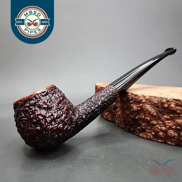 Radice Rind Partially Rusticated Bent Prince Estate Briar Pipe, Italian Estates