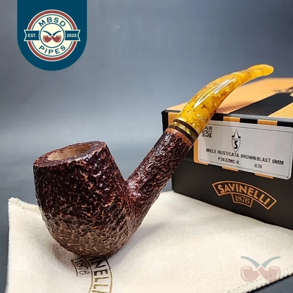 Savinelli Miele 670 KS Bent Billiard Estate Briar Pipe, Unsmoked, 6mm