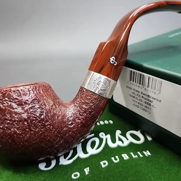 Peterson Irish Harp XL02 Sandblasted Briar Pipe, Fishtail [SOLD] - Image 3