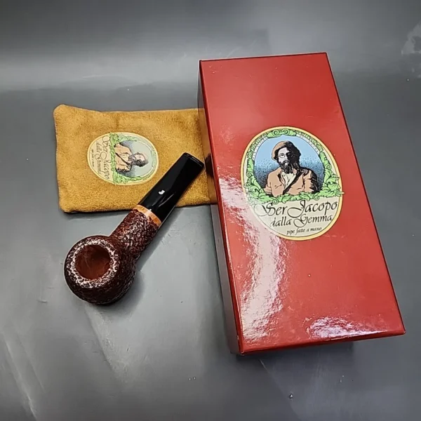 Ser Jacopo R1 Rusticated Straight Apple Estate Briar Pipe, Unsmoked - Image 3