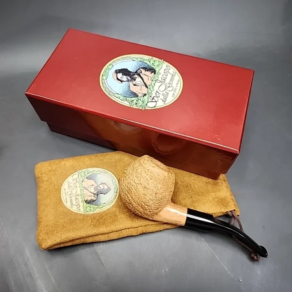 Ser Jacopo Spongia R2 Rusticated Bent Apple Estate Briar Pipe, Unsmoked - Image 3