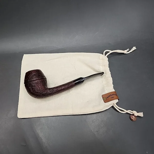 Morgan Workshop Sandblasted Bent Rhodesian Briar Pipe, New [SOLD] - Image 3