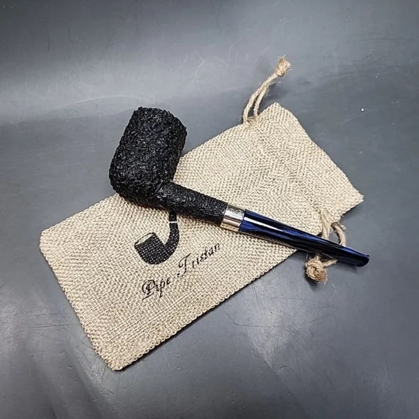 Pipe Tristan Rusticated Straight Billiard Handmade Briar Pipe, New [SOLD] - Image 3