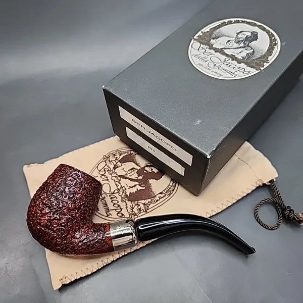 Ser Jacopo R1 Rusticated Bent Billiard Estate Briar Pipe - Image 3