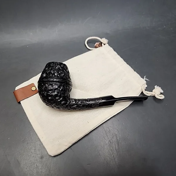Chris Morgan Workshop Rusticated Bent Rhodesian Briar Pipe, New - Image 3