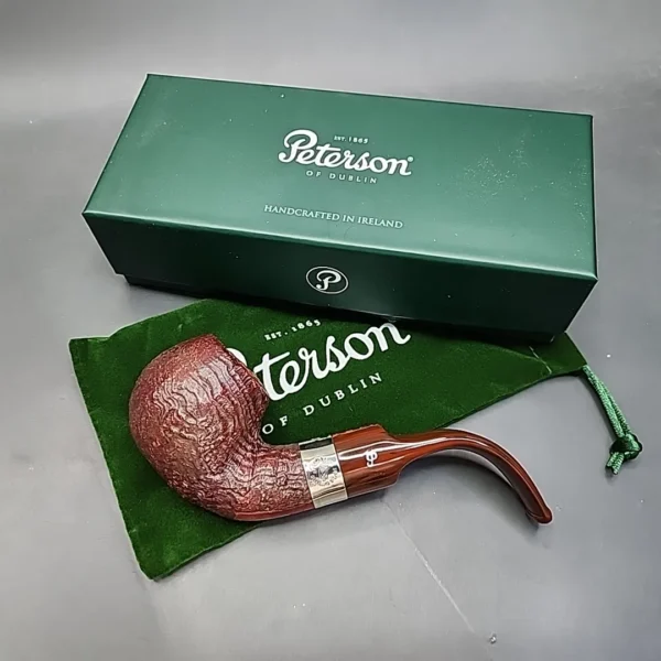 Peterson Irish Harp XL02 Sandblasted Bent Apple Briar Pipe, Fishtail, New - Image 3