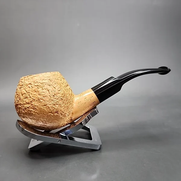 Ser Jacopo Spongia R2 Rusticated Bent Apple Estate Briar Pipe, Unsmoked - Image 4