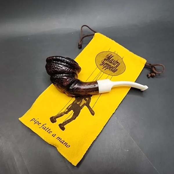 Mastro Geppetto Spiral Carved Horn Estate Briar Pipe, Unsmoked - Image 4