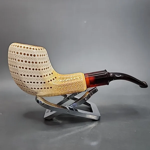 SMS lattice Bent Panel Estate Block Meerschaum Pipe - Image 4