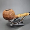 Adam Davidson Sandblasted Apple w Bamboo Estate Briar Pipe, Unsmoked [SOLD] - Image 4