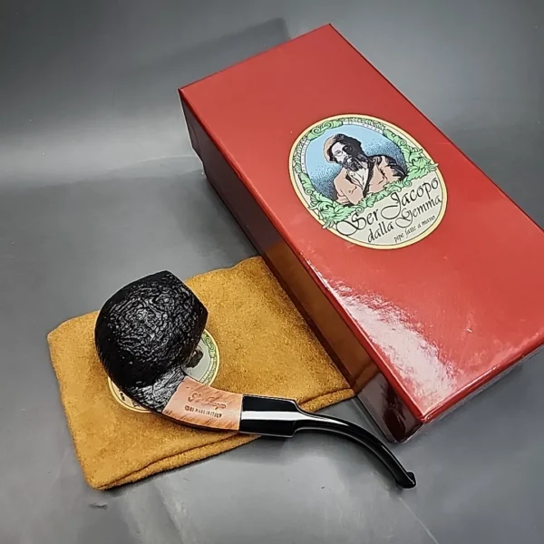 Ser Jacopo S1 Sandblasted Bent Apple Estate Briar Pipe, Unsmoked - Image 4