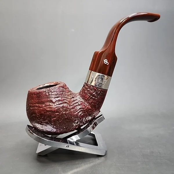 Peterson Irish Harp XL02 Sandblasted Bent Apple Briar Pipe, Fishtail, New - Image 4