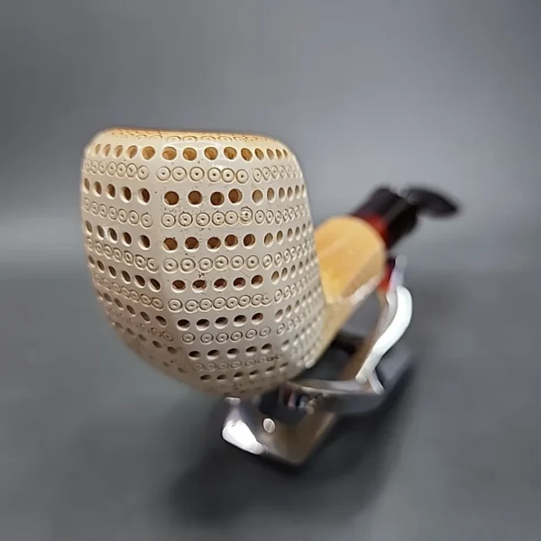 SMS lattice Bent Panel Estate Block Meerschaum Pipe - Image 5