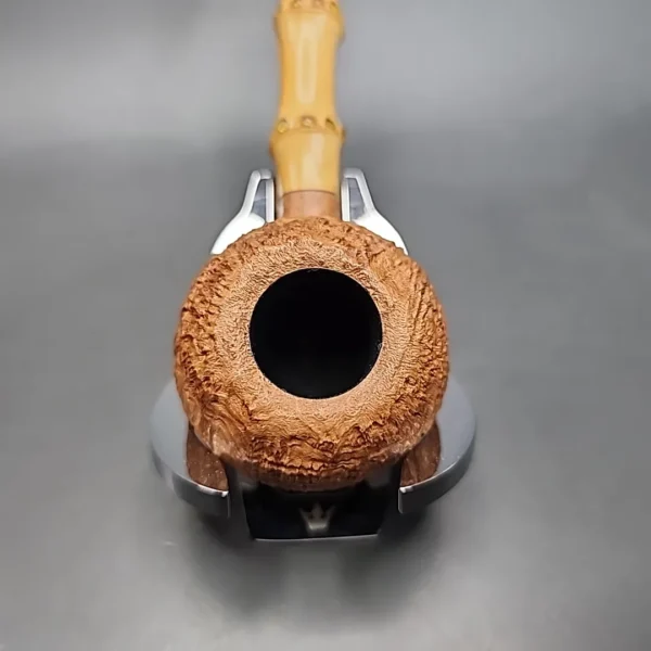 Adam Davidson Sandblasted Apple w Bamboo Estate Briar Pipe, Unsmoked [SOLD] - Image 5