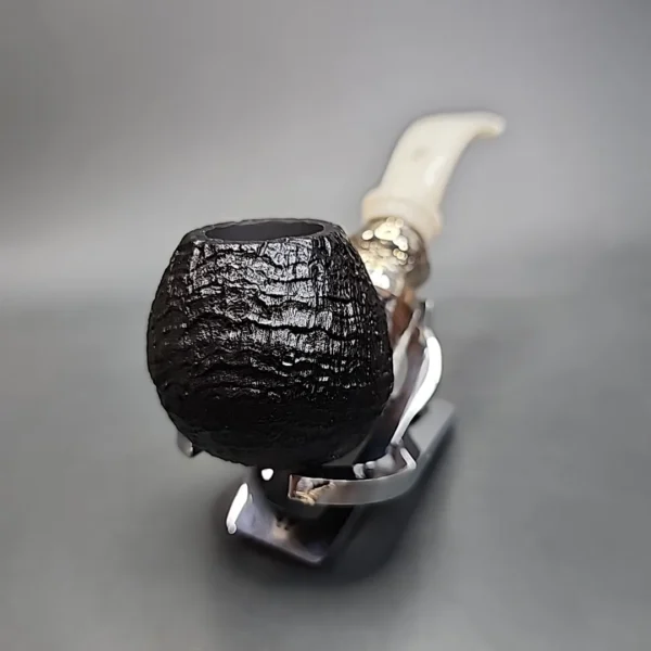 Ser Jacopo Pulchra Albus et Niger, Sandblasted Bent Apple Estate Briar Pipe, Unsmoked - Image 6