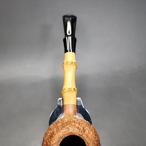 Adam Davidson Sandblasted Apple w Bamboo Estate Briar Pipe, Unsmoked [SOLD] - Image 6