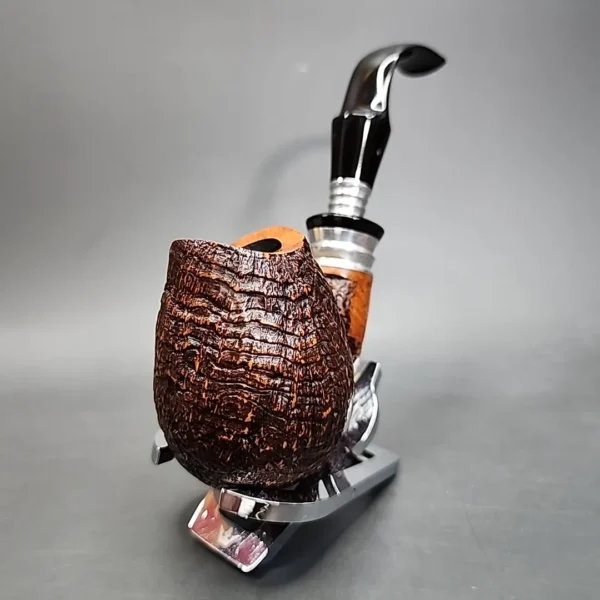 Mastro Beraldi Sandblasted Bent Egg Estate Briar Pipe, Unsmoked [SOLD] - Image 6