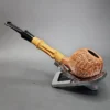 Adam Davidson Sandblasted Apple w Bamboo Estate Briar Pipe, Unsmoked [SOLD] - Image 7