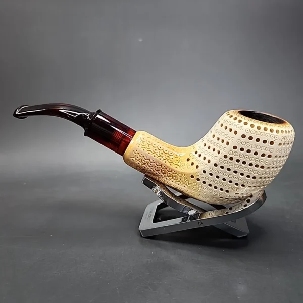 SMS lattice Bent Panel Estate Block Meerschaum Pipe - Image 8