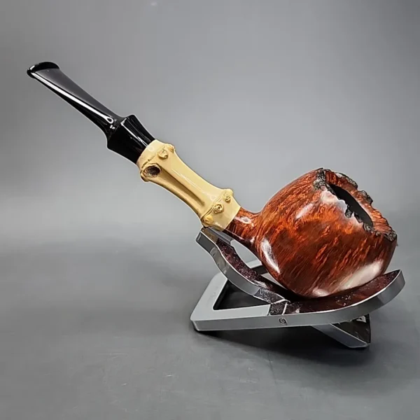 Ichi Kitahara 2016 Smooth Apple w/ Bamboo Handmade Briar Pipe, Unsmoked - Image 8