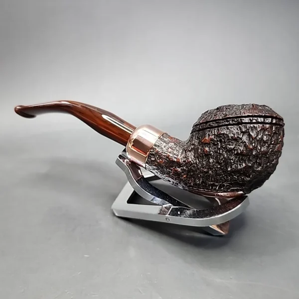 Peterson 2019 Christmas 999 Rusticated Bent Rhodesian Estate Briar Pipe, Irish Estates [SOLD] - Image 8