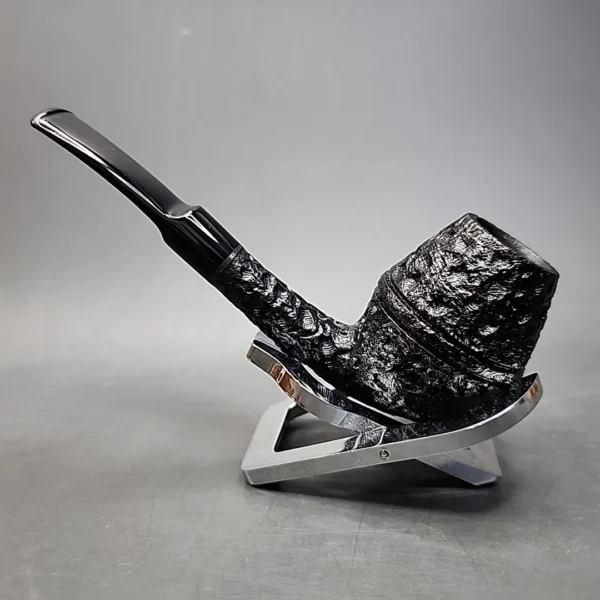 Chris Morgan Workshop Rusticated Bent Rhodesian Briar Pipe, New - Image 8