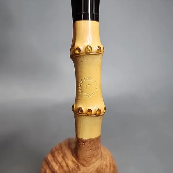 Adam Davidson Sandblasted Apple w Bamboo Estate Briar Pipe, Unsmoked [SOLD] - Image 9