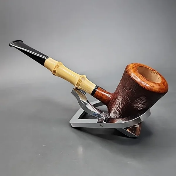 Dave Neeb Sandblasted Dublin with Bamboo Handmade Briar Pipe, New - Image 9