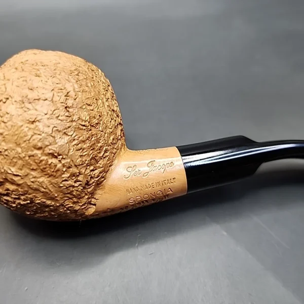 Ser Jacopo Spongia R2 Rusticated Bent Apple Estate Briar Pipe, Unsmoked - Image 10