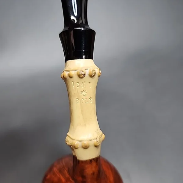 Ichi Kitahara 2016 Smooth Apple w/ Bamboo Handmade Briar Pipe, Unsmoked - Image 10