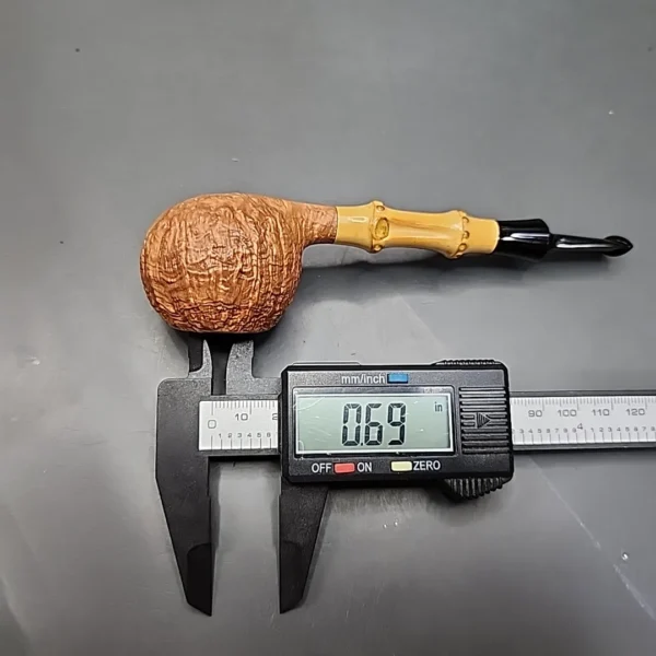 Adam Davidson Sandblasted Apple w Bamboo Estate Briar Pipe, Unsmoked [SOLD] - Image 11