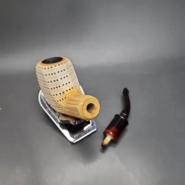 SMS lattice Bent Panel Estate Block Meerschaum Pipe - Image 12
