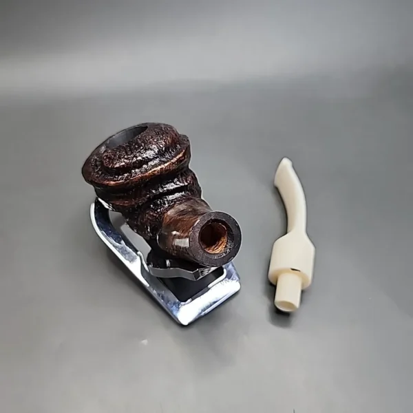 Mastro Geppetto Spiral Carved Horn Estate Briar Pipe, Unsmoked - Image 13