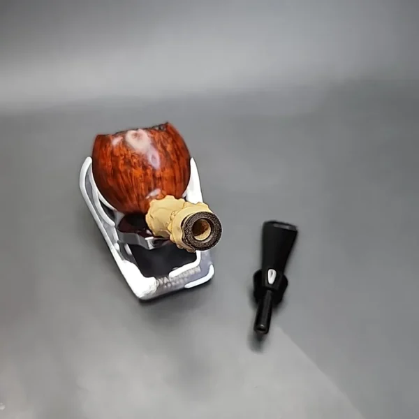 Ichi Kitahara 2016 Smooth Apple w/ Bamboo Handmade Briar Pipe, Unsmoked - Image 13