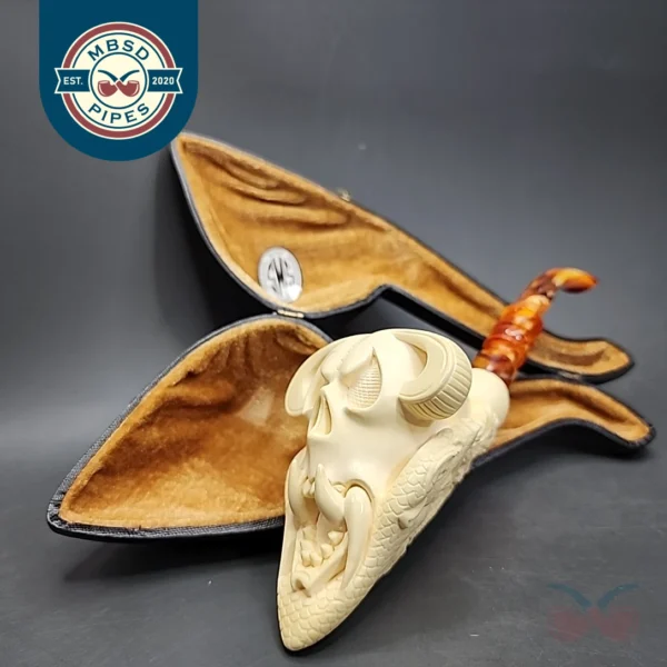 SMS I. Baglan Large Skull Estate Block Meerschaum Pipe