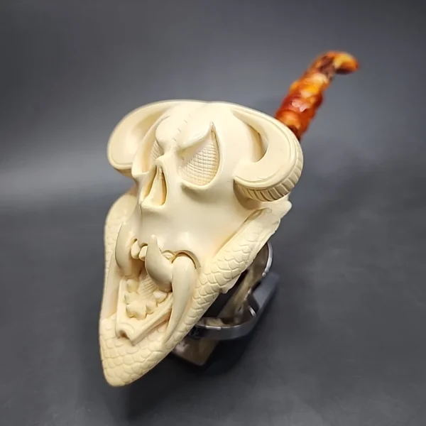 SMS I. Baglan Large Skull Estate Block Meerschaum Pipe - Image 6