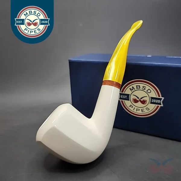 MBSD Meerschaum Deluxe Bent Block Meerschaum Pipe, Briar-Mortise