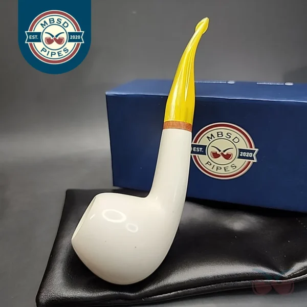 MBSD Meerschaum Deluxe Large Bent Apple Block Meerschaum Pipe, Briar-Mortise [SOLD OUT]