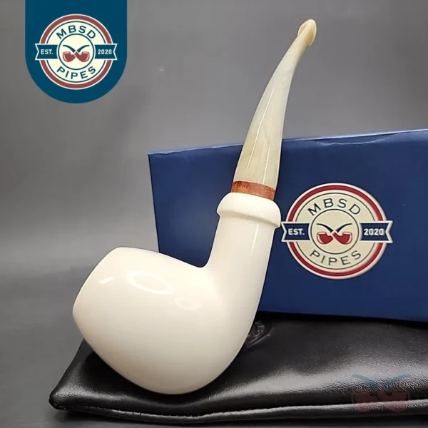 MBSD Meerschaum Deluxe Bent Egg Block Meerschaum Pipe Briar-Mortise, 9mm