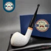 MBSD Meerschaum Deluxe Straight Rhodesian Block Meerschaum Pipe, Briar-Mortise