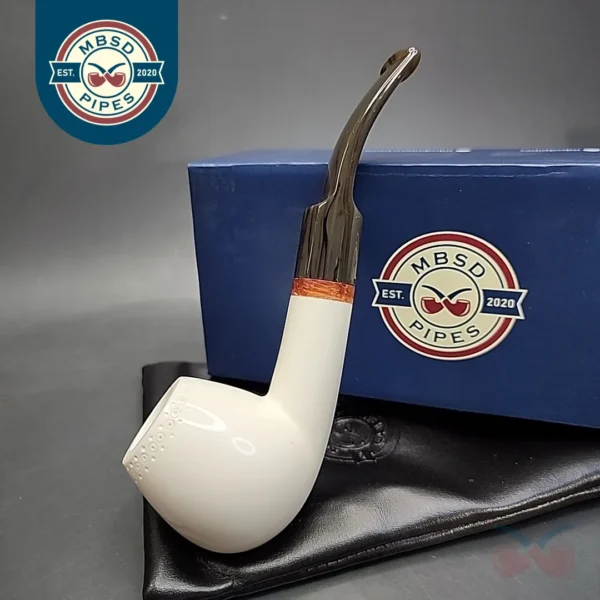 MBSD Meerschaum Deluxe Bent Egg Block Meerschaum Pipe, Briar-Mortise