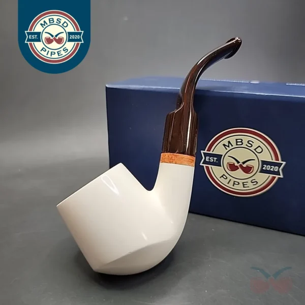 MBSD Meerschaum Deluxe Bo Pot Block Meerschaum Pipe, Briar-Mortise
