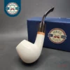 MBSD Meerschaum Deluxe Bent Brandy Block Meerschaum Pipe, Briar-Mortise